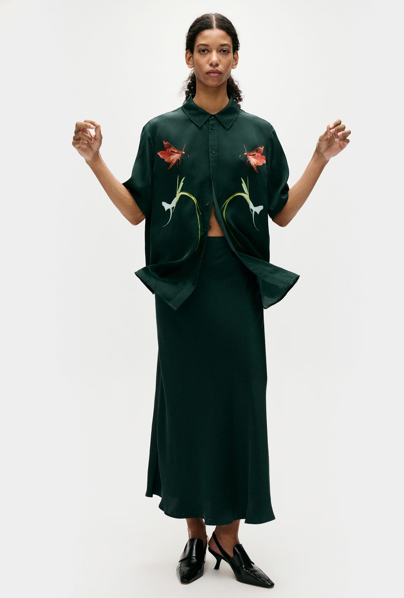 Long Bias Cut Skirt Scarab