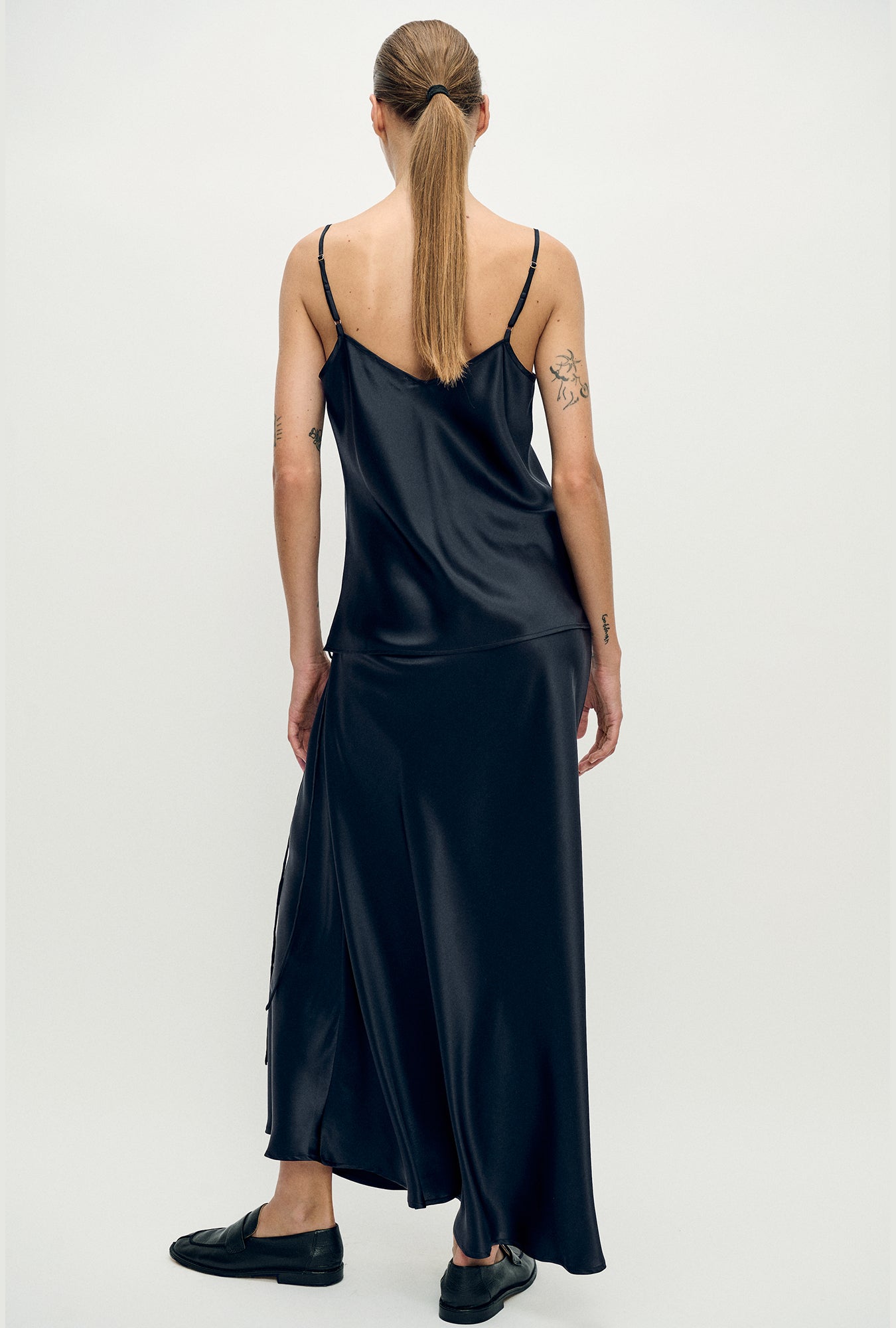 Long Bias Cut Skirt Black