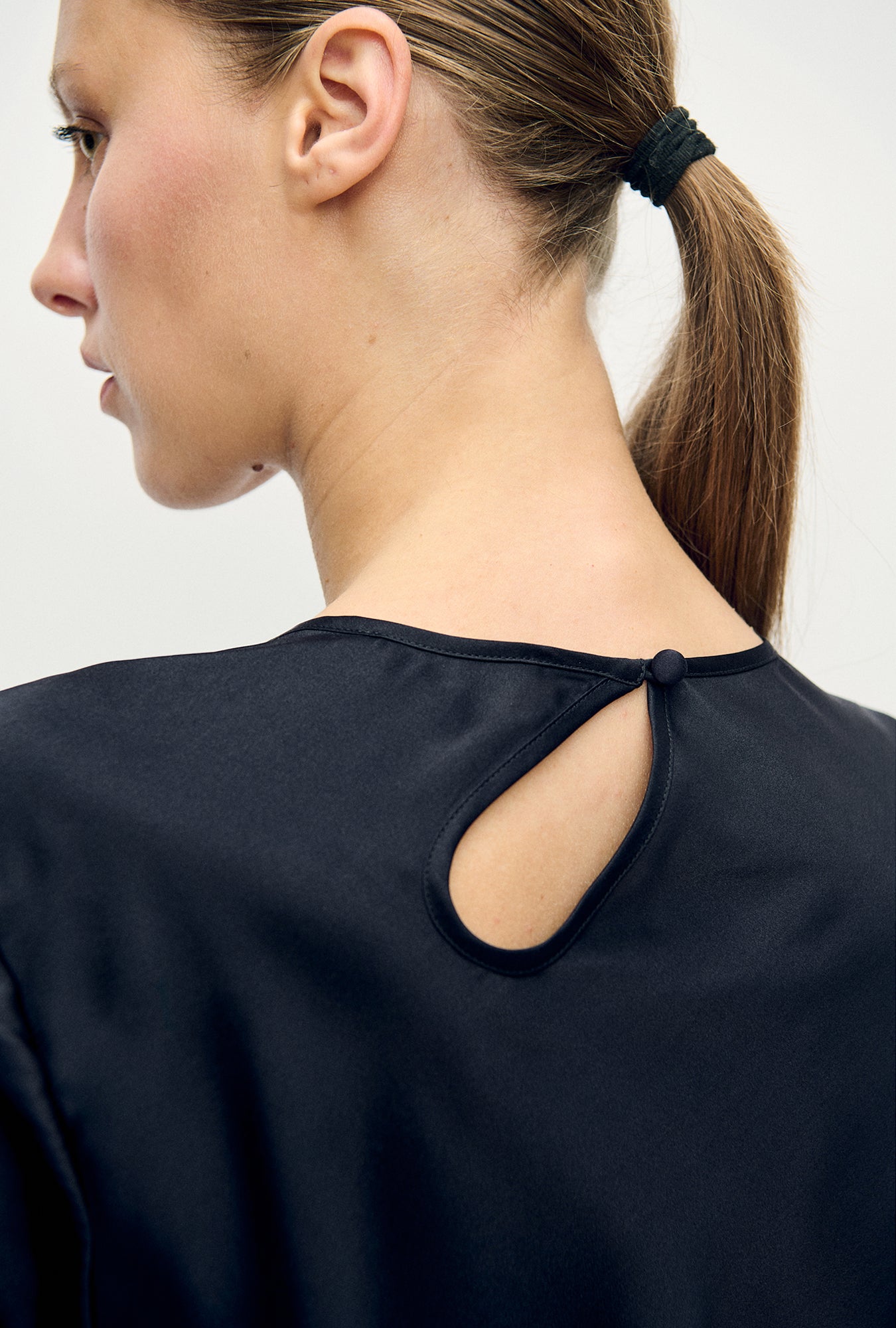 Long Sleeve Bias Top Black