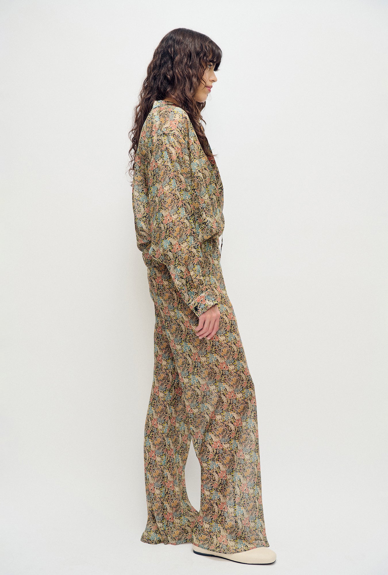 Chiffon Bias Cut Pants Sugar Floral