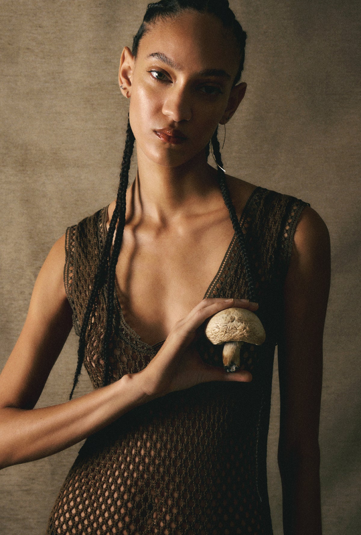 Crochet Scoop Neck Dress Dark Earth