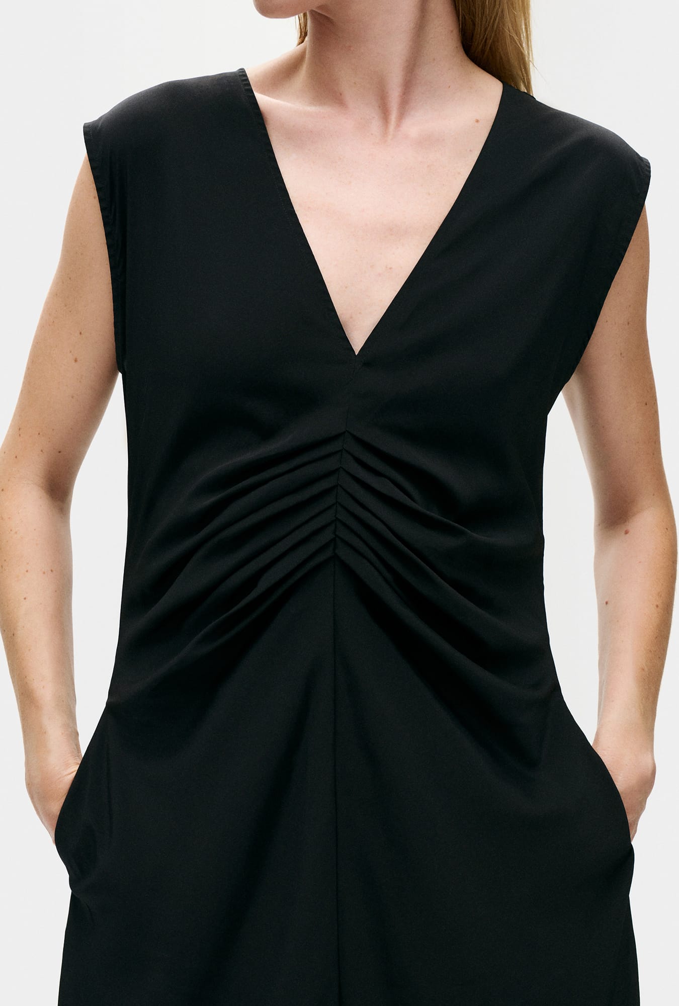 Habotai Pleated Dress Black