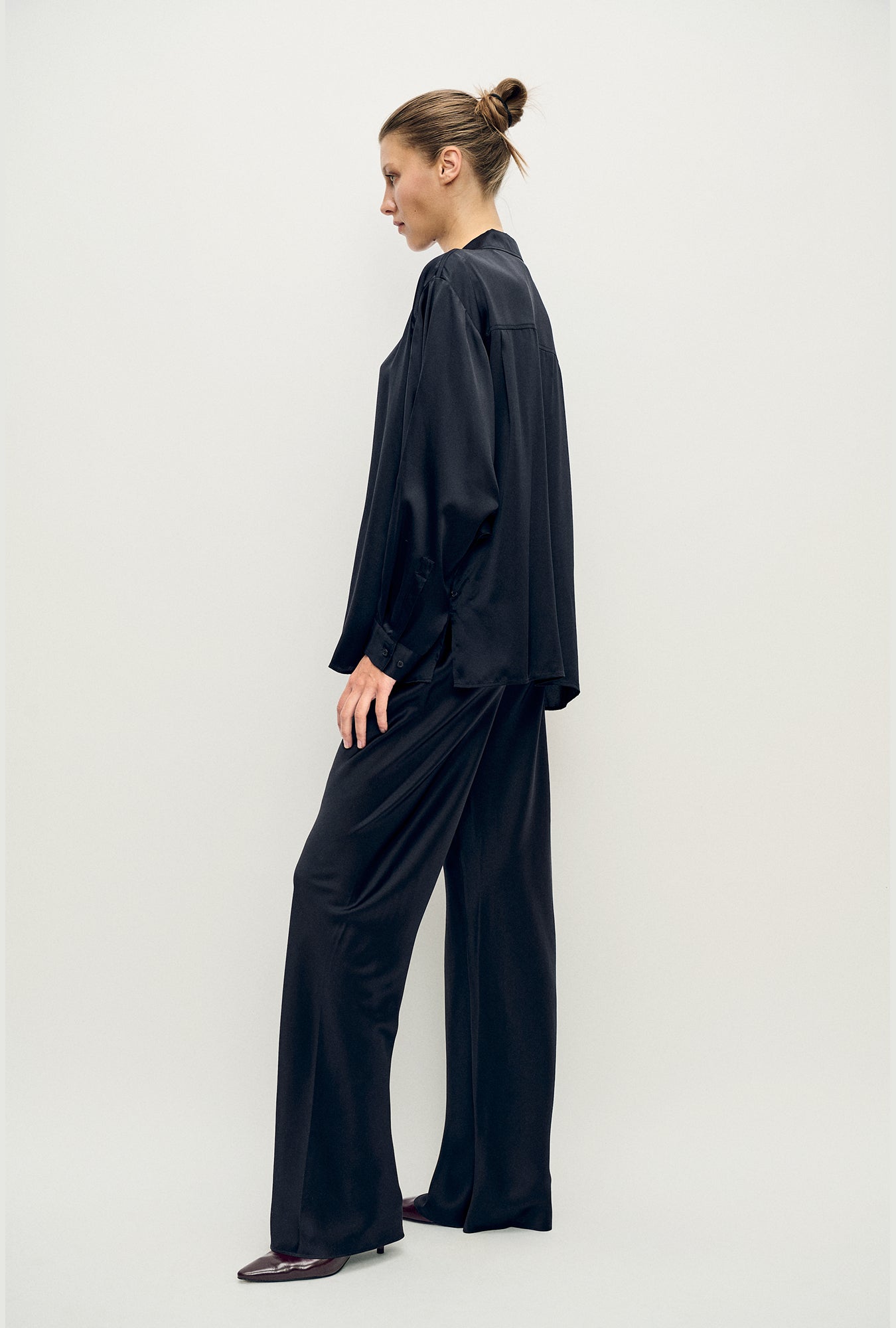 Chiffon Crossover Shirt Black