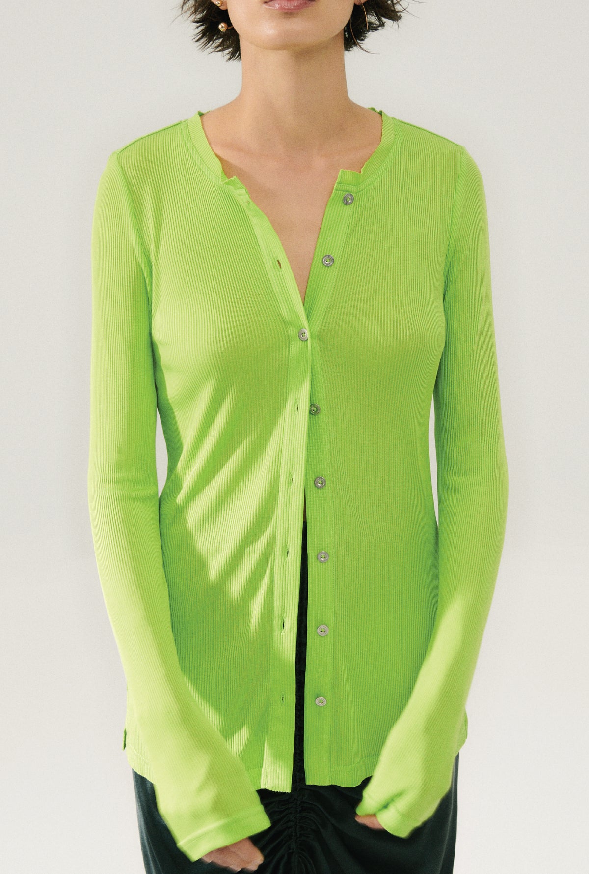 Ribbed Kia Cardigan Fern