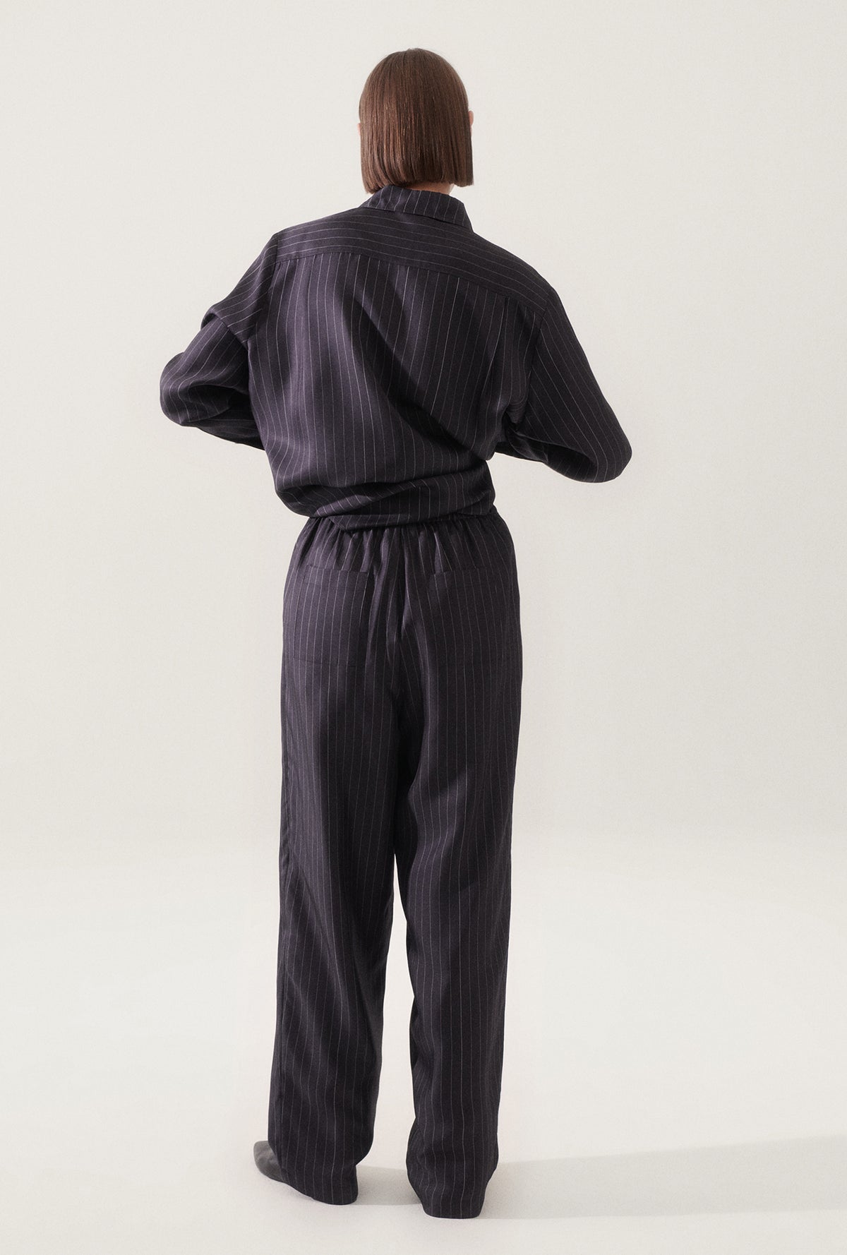 Twill Slouch Pants Pinstripe Black / White