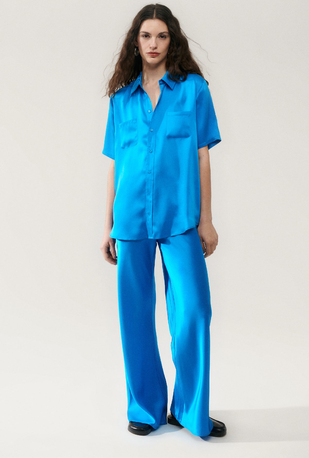 Short Sleeve Boyfriend Shirt Coast Blue