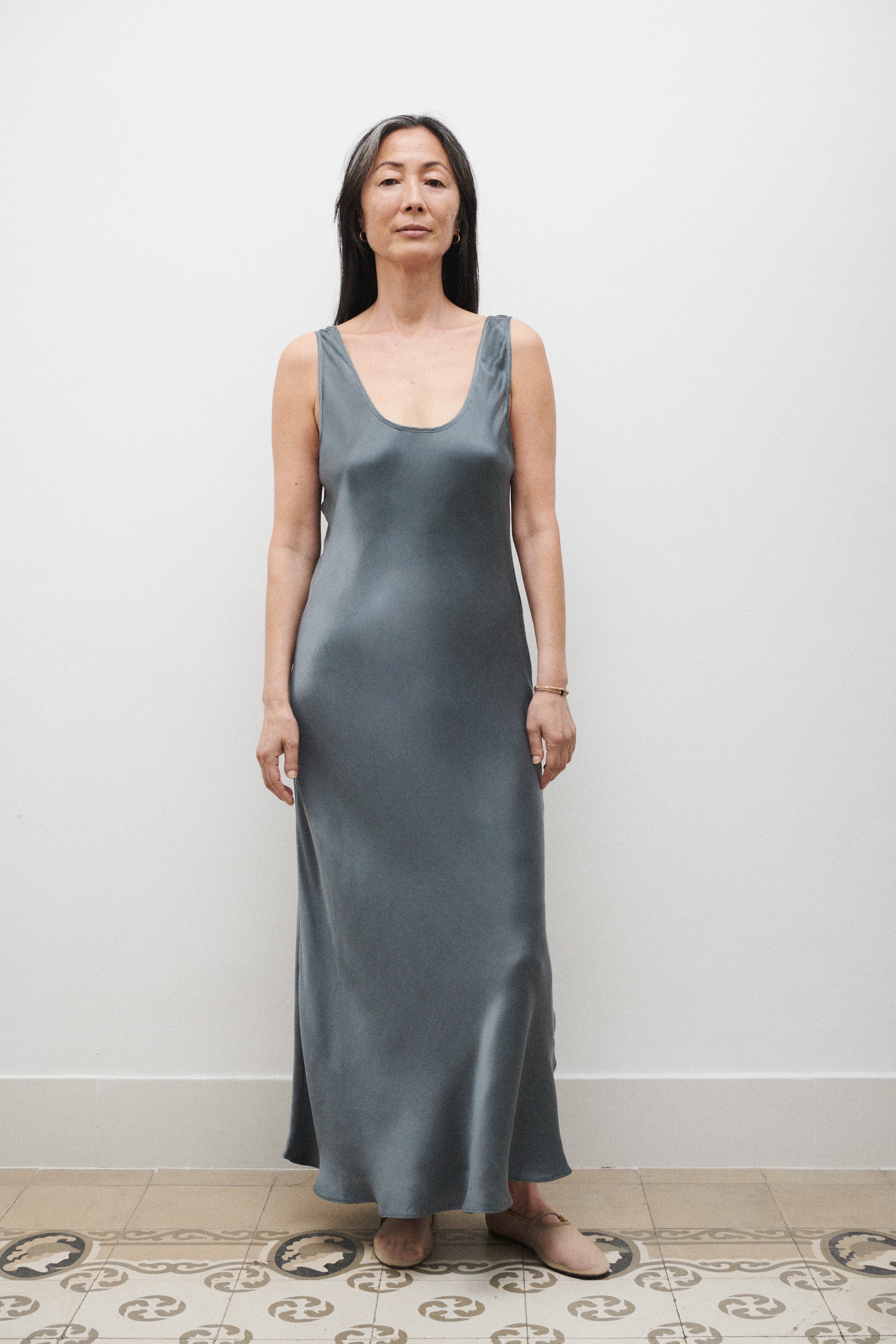 Scoop Neck Dress Slate