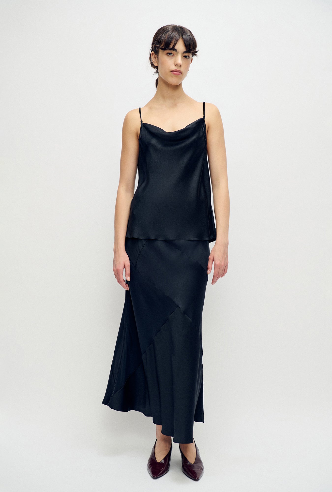 Hammered Drape Cami Black