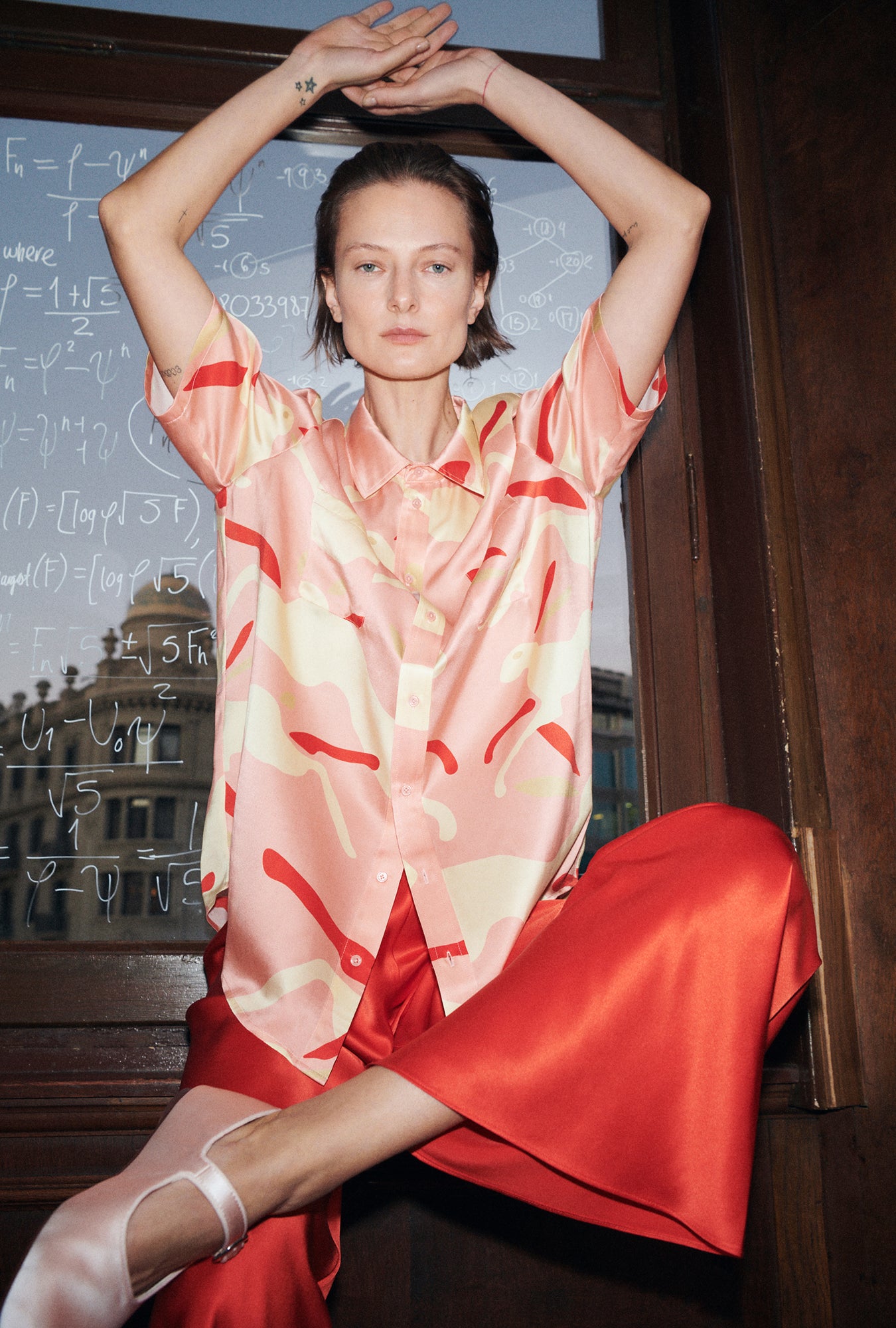 Short Sleeve Boyfriend Shirt Rabbit Amaranth