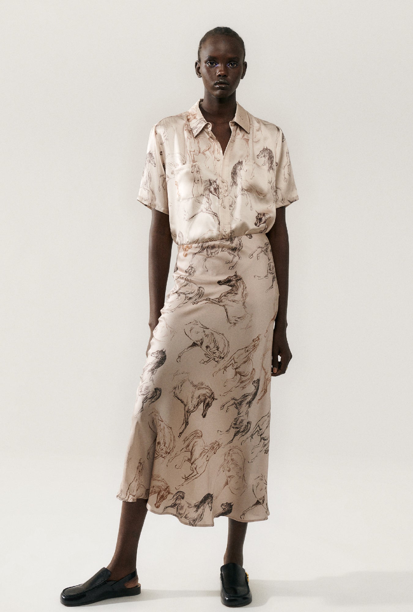 Long Bias Cut Skirt Wild Horses
