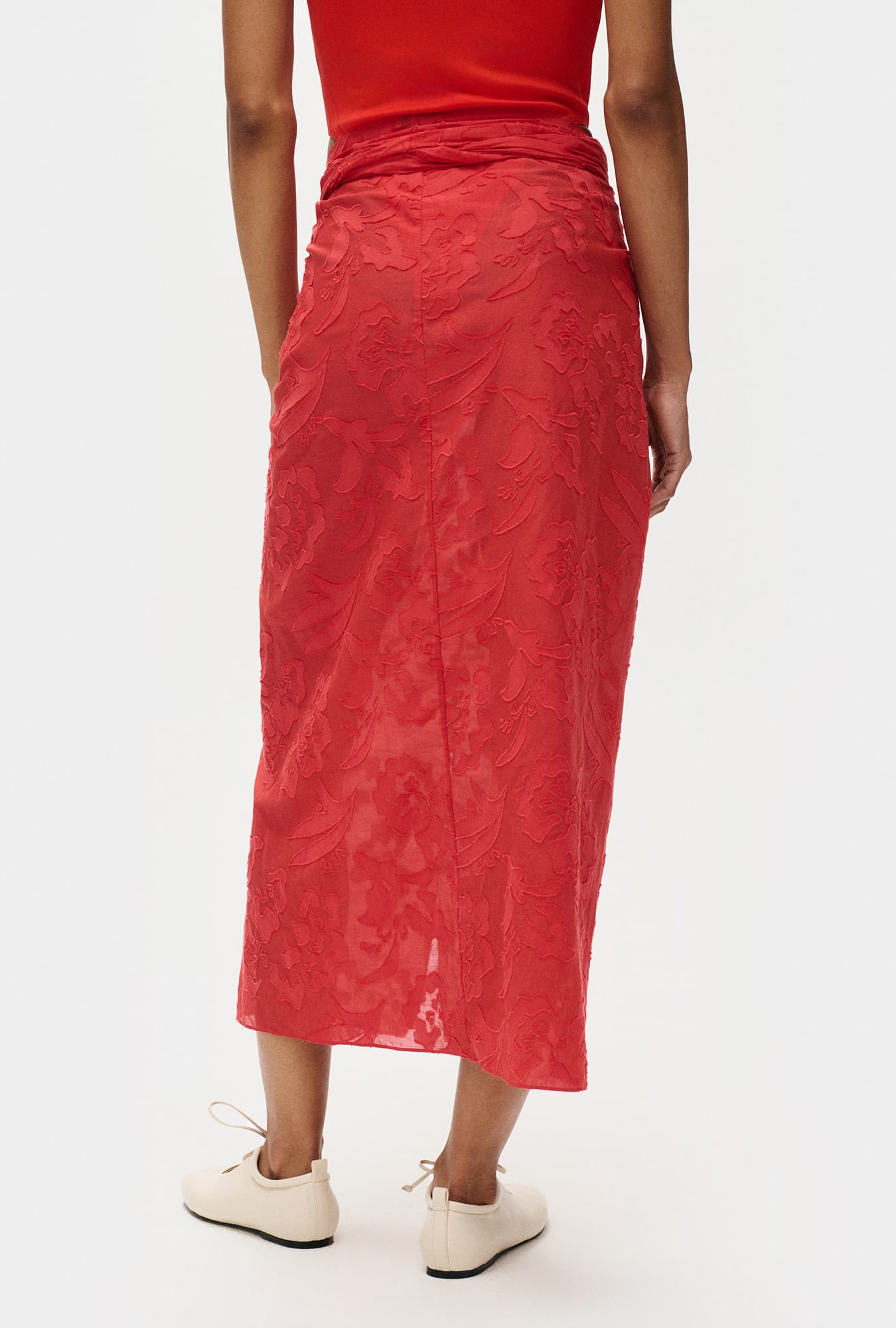 Clip Silk Wrap Skirt Geranium