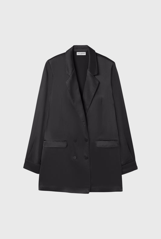 Silk Relaxed Blazer Black