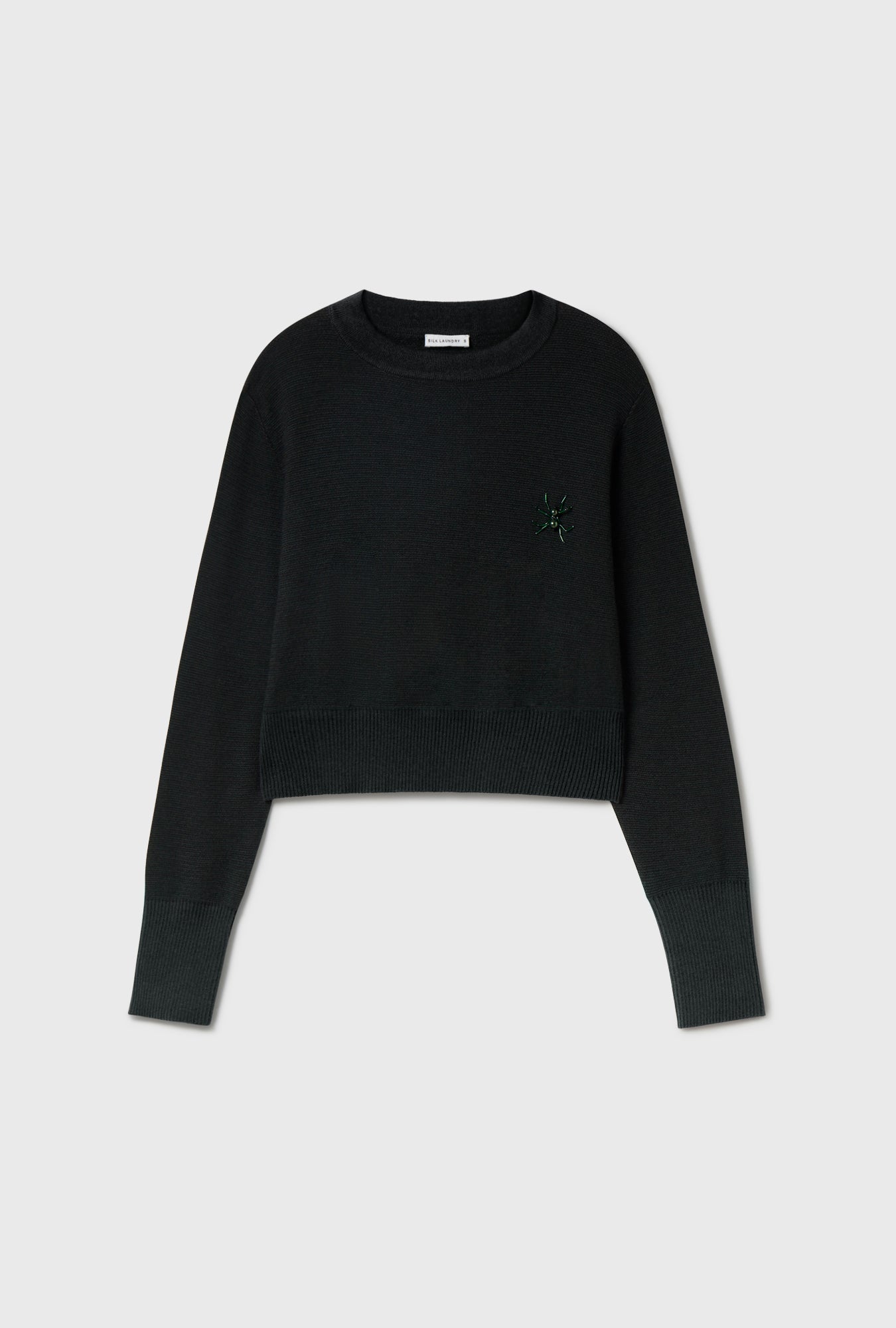 Wool Cropped Crewneck Black