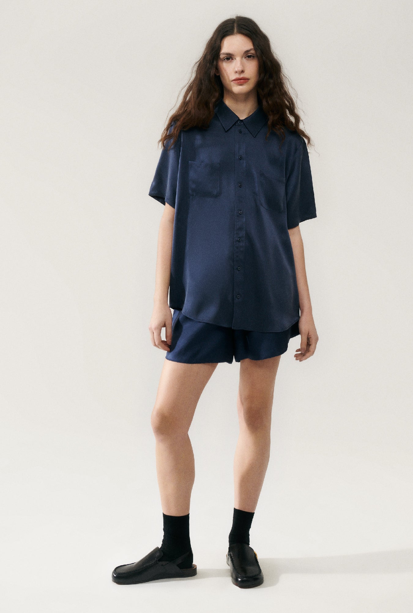 Short Sleeve Boyfriend Shirt Midnight