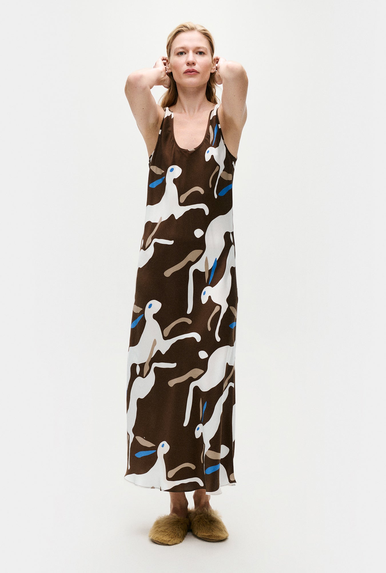 Scoop Neck Dress Rabbit Dark Earth