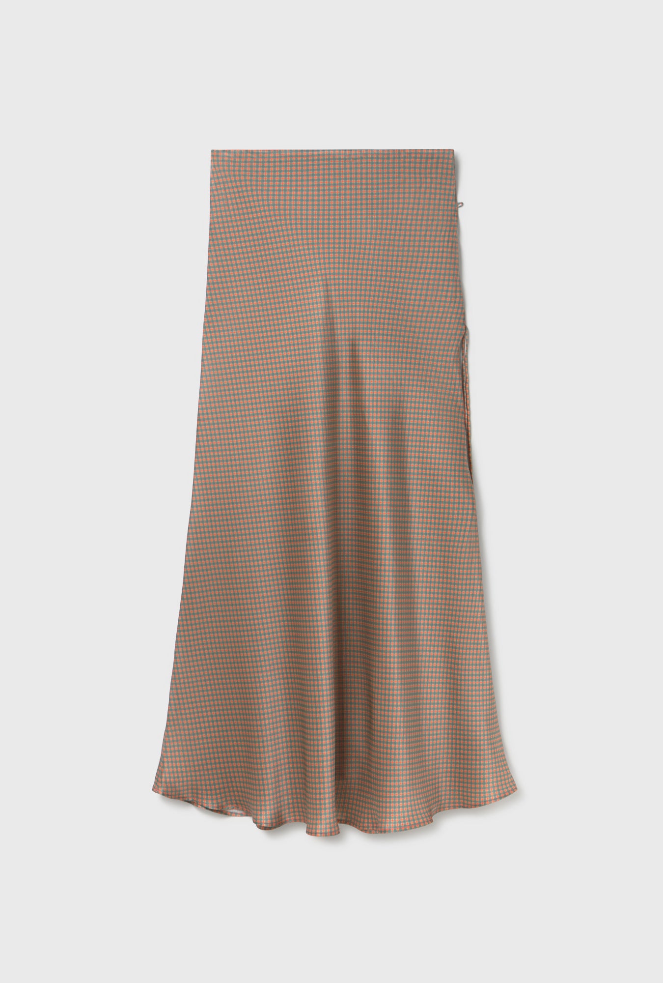 Long Bias Cut Skirt Micro Plaid
