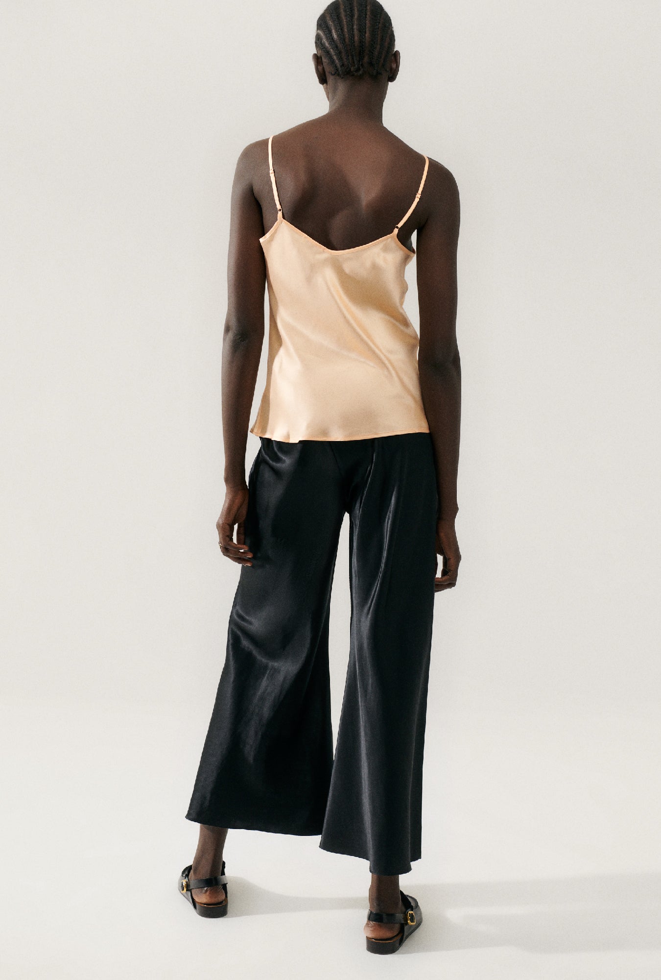 Wide Bias Pants Raw Edge Black