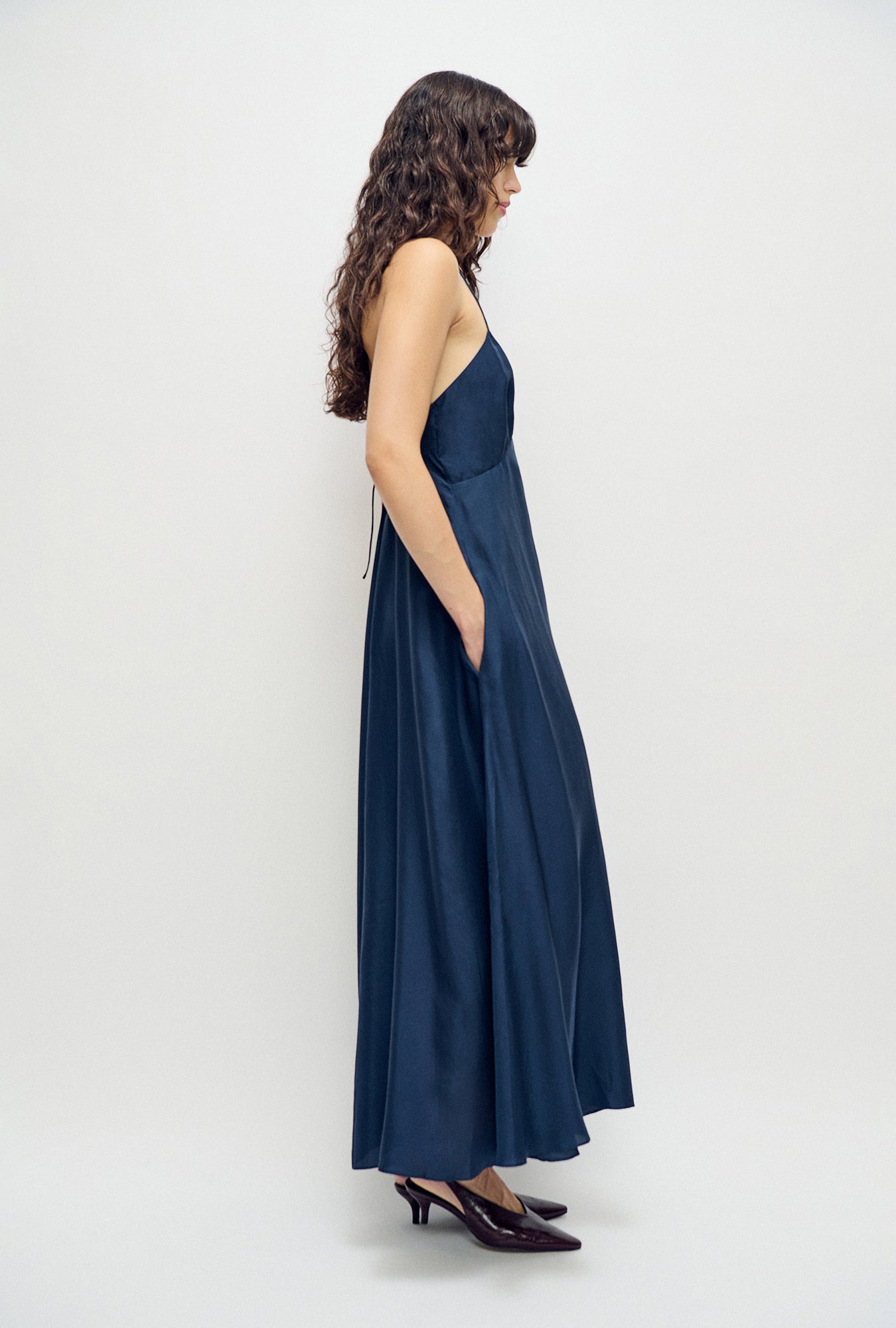 Habotai Long Maxi Dress Midnight