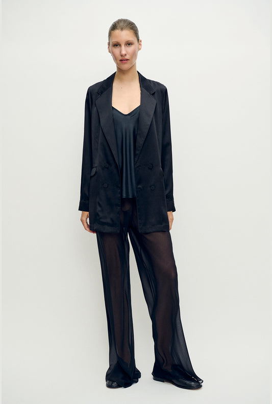 Silk Relaxed Blazer Black
