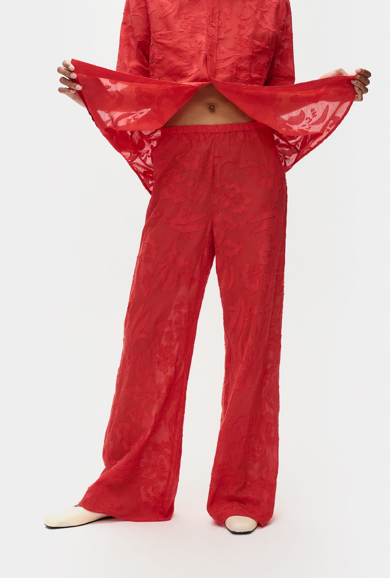 Clip Silk Bias Cut Pants Geranium