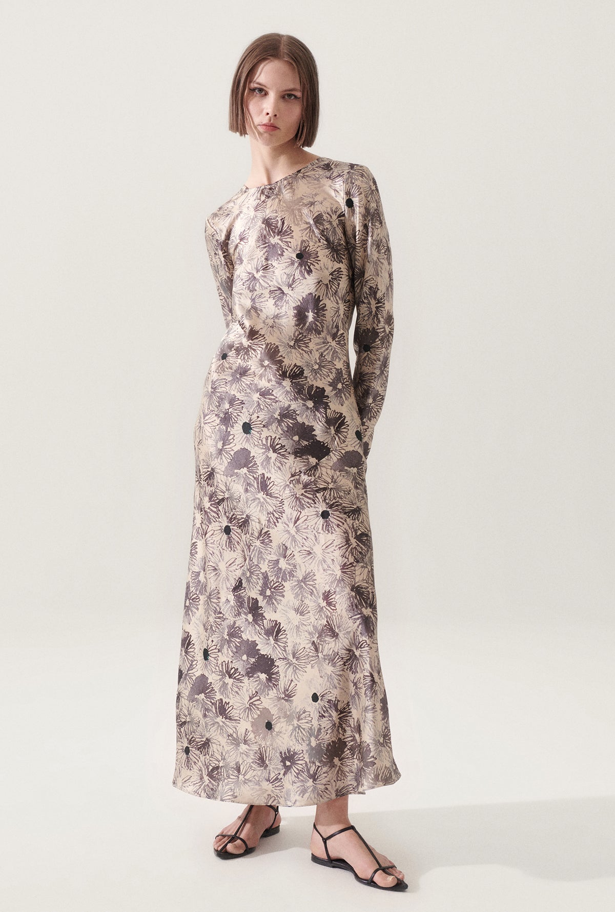 Full Sleeve Bias Dress Aster Floral