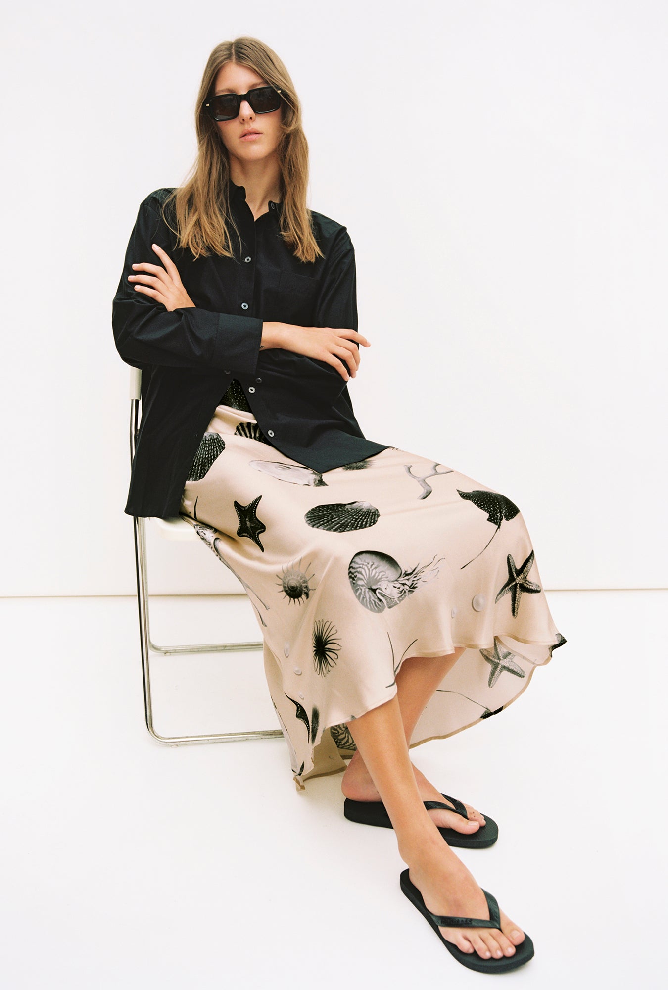 Long Bias Cut Skirt Seashells