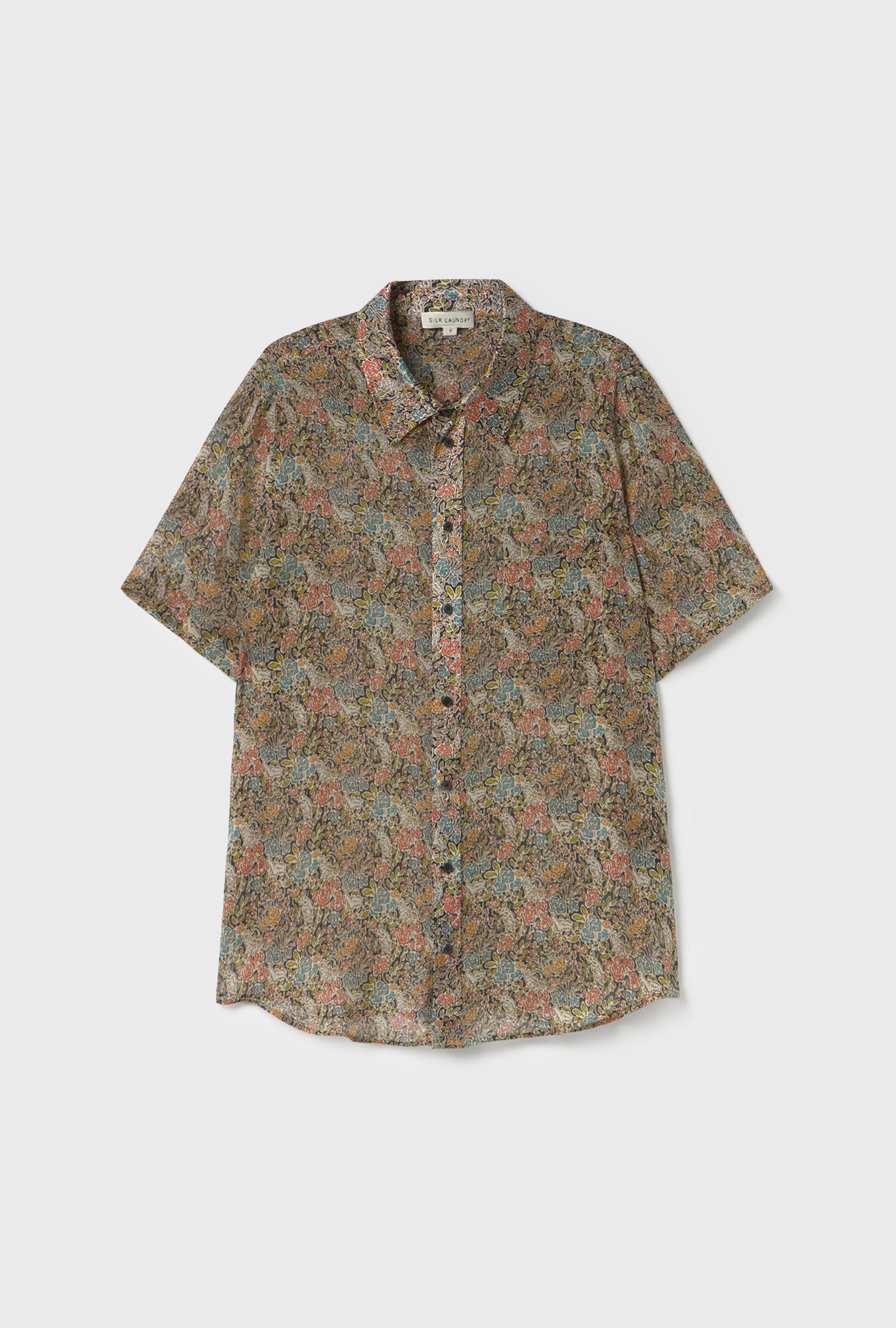 Chiffon Short Sleeve Boyfriend Shirt Sugar Floral