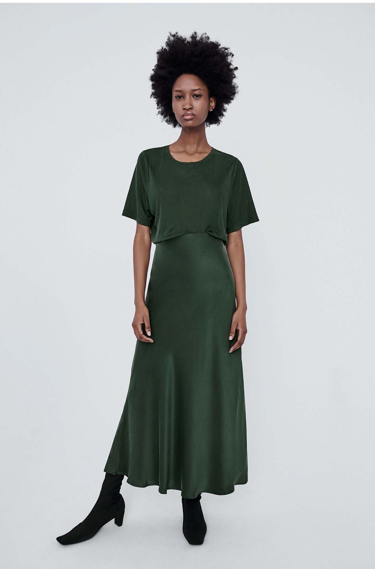 Long Bias Cut Skirt Cedar