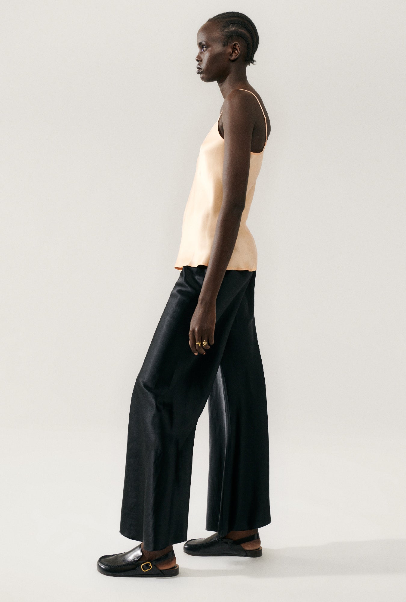 Wide Bias Pants Raw Edge Black