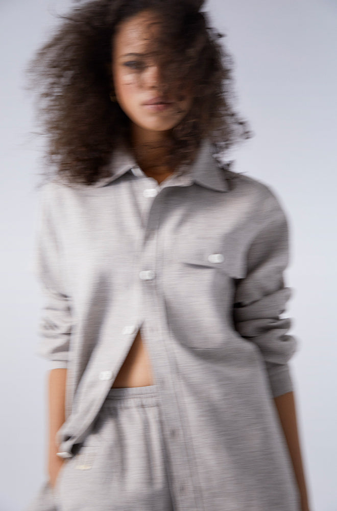 Yak Blend Overshirt Grey Marle