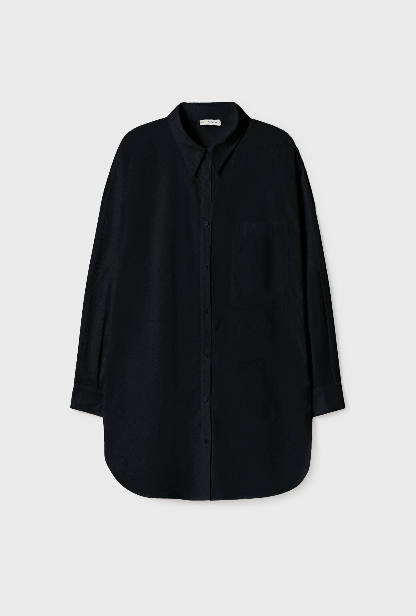 Cotton Silk Round Shirt Black