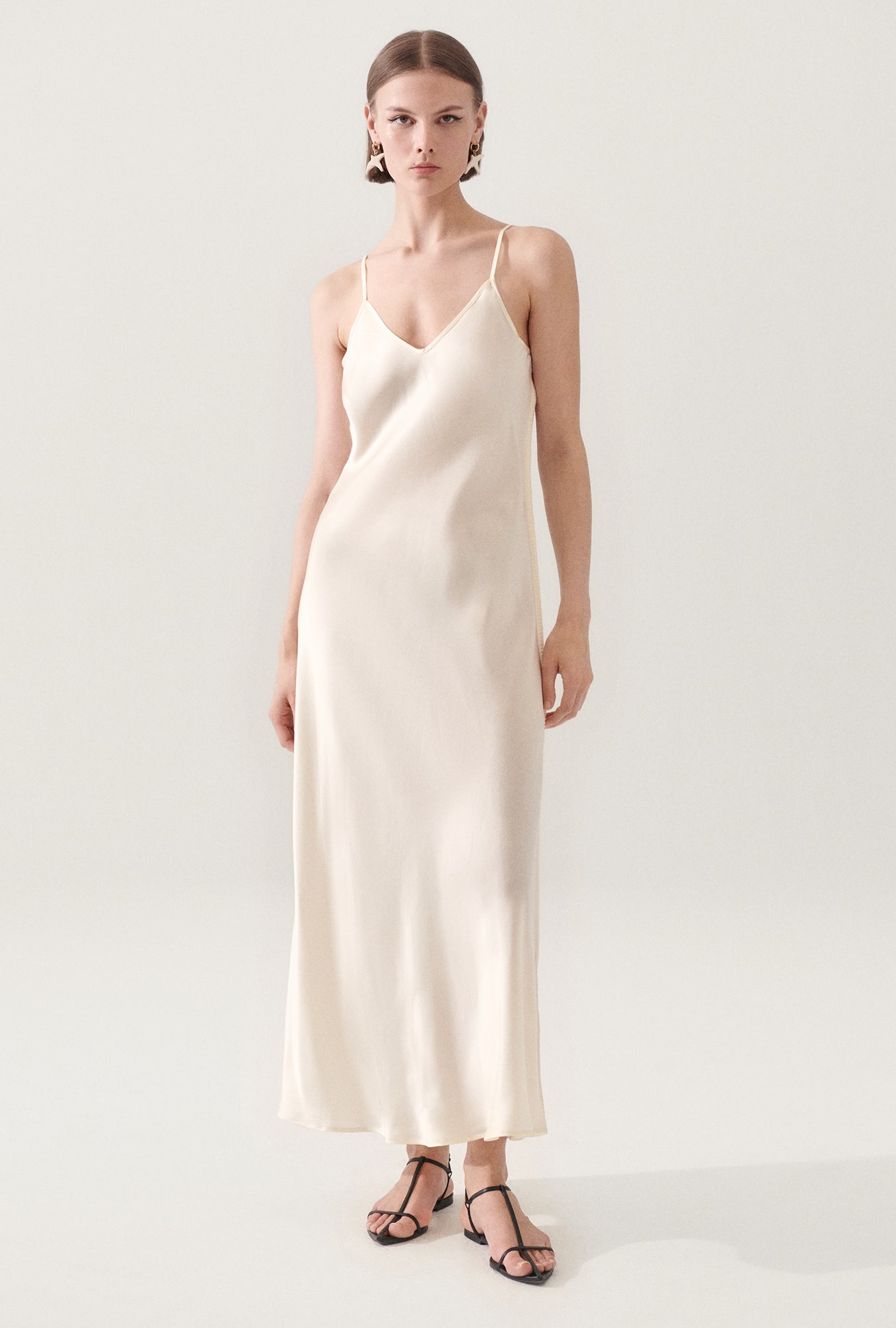 90S Slip Dress Blanket Stitch Off-White