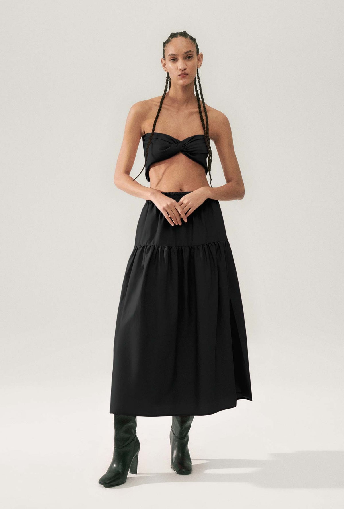 Cotton Silk 80S Skirt Black