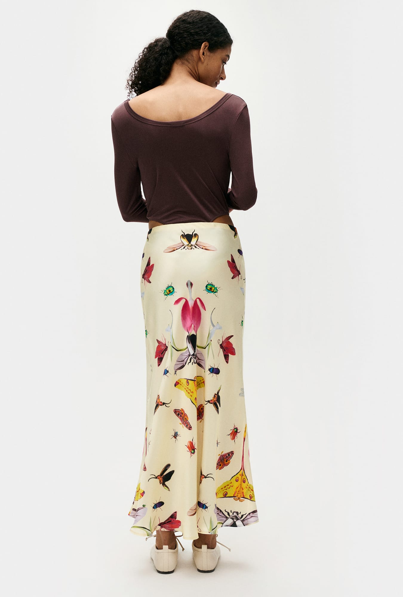 Long Bias Cut Skirt Insects