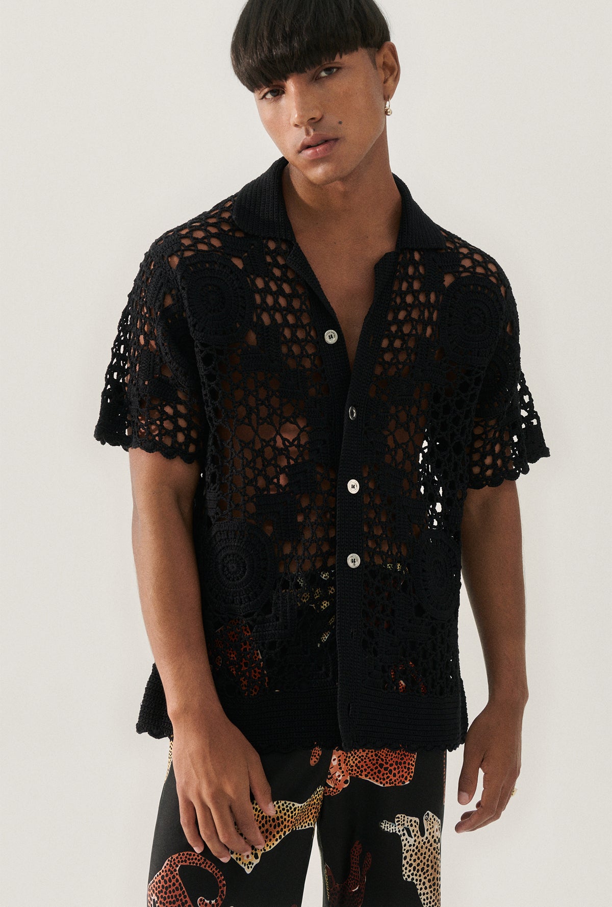 Crochet Grandpa Shirt Black