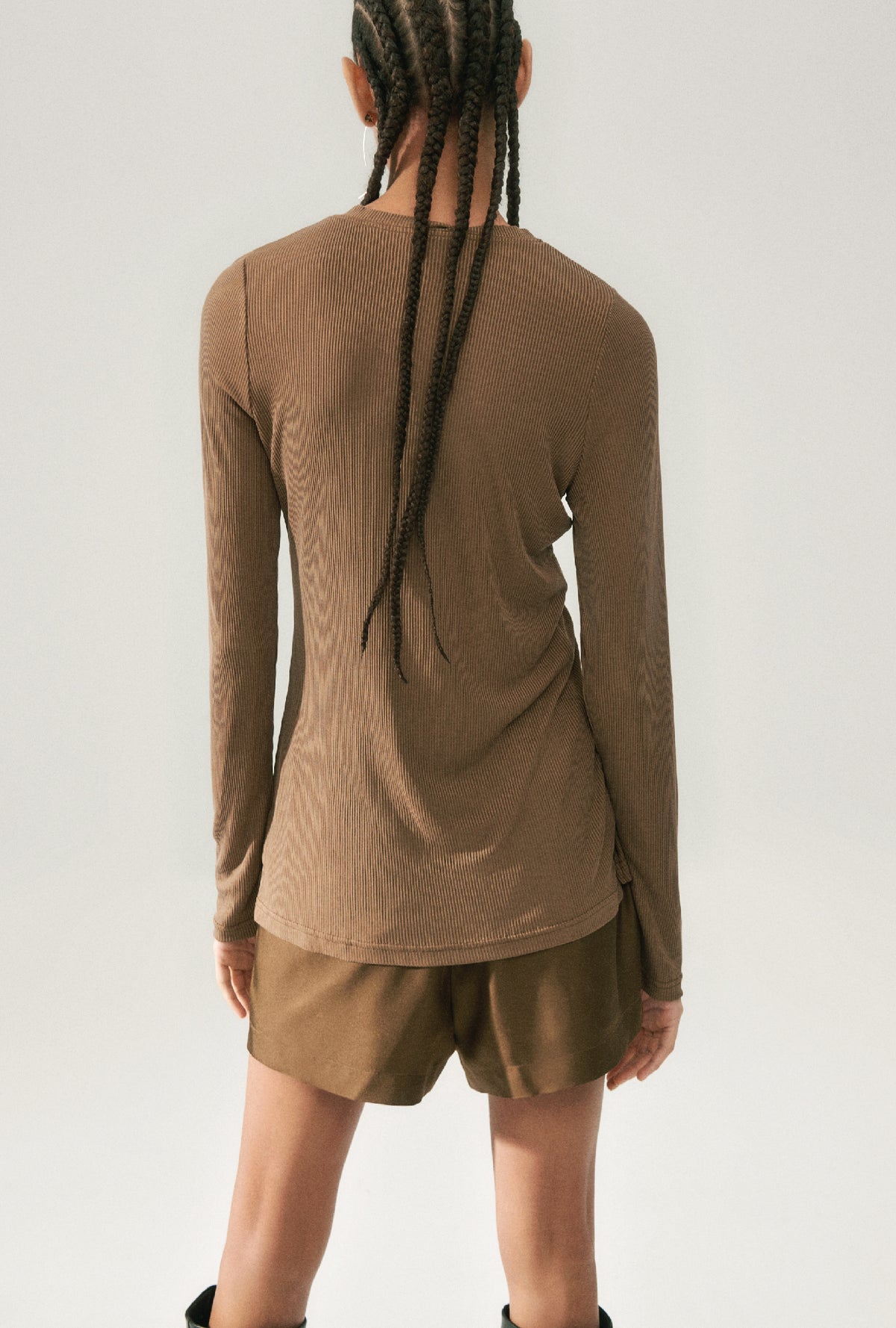 Ribbed Kia Cardigan Dark Earth