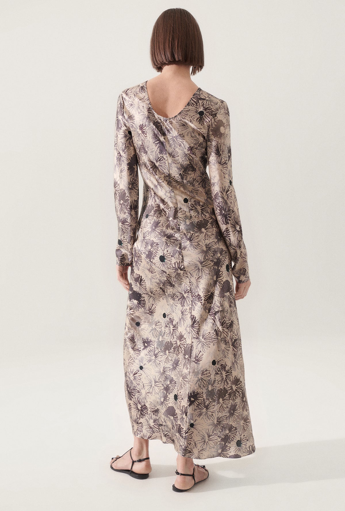 Full Sleeve Bias Dress Aster Floral