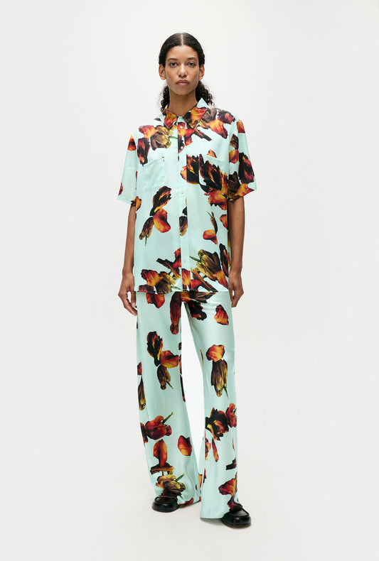 Silk Short Sleeve Boyfriend Shirt Tulipa Dew
